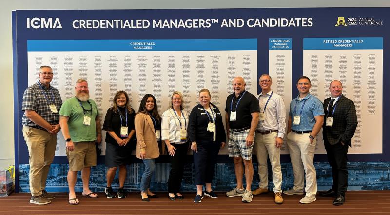 Attending the 2024 International City/County Management Association Conference in Pittsburgh are (l-r) Georgetown Town Manager Gene Dvornick, Millsboro Town Manager Jamie Burk, Ocean View Town Manager Carol Houck, Millville Town Manager Eileen Scerra, Milton Town Manager Kristy Rogers, Bethany Beach Assistant Town Manager Terry Tieman, Milford City Manager Mark Whitfield, Newark City Manager Tom Coleman, Newark Chief Procurement and Projects Officer Jeff Martindale, and Delaware League of Local Governments Executive Director Kevin Spence.
SUBMITTED PHOTO